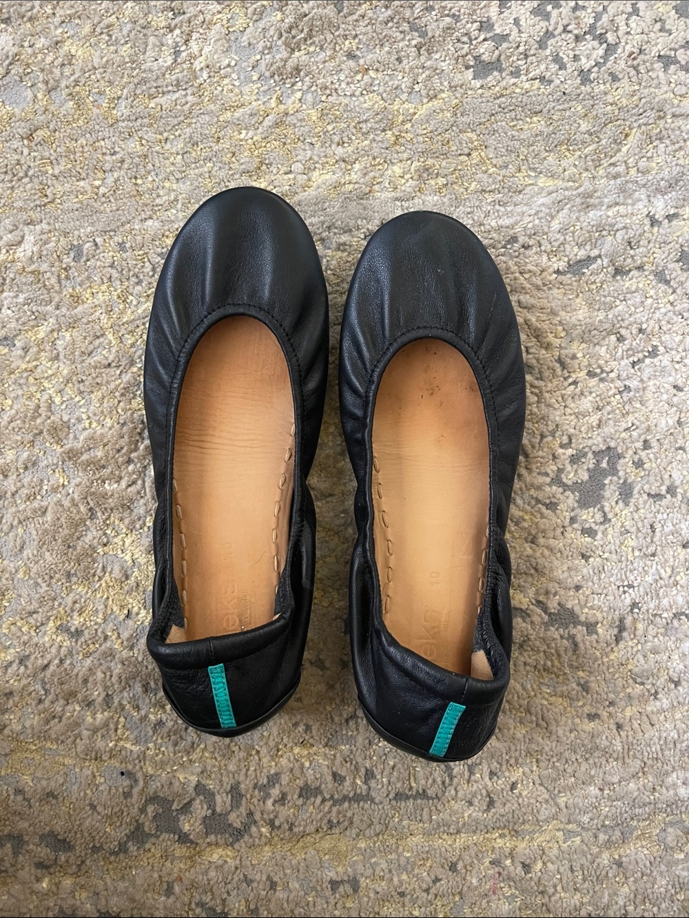 Tieks matte black baller flats size 10